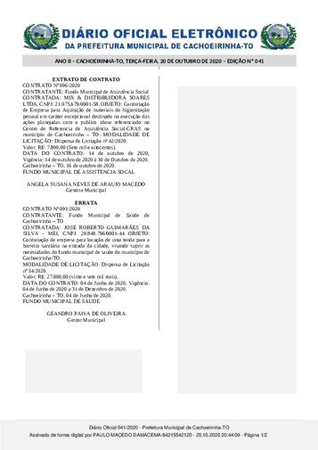 Diário Oficial - Edição 041