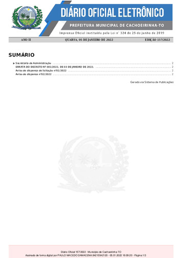 Diário Oficial - Edição 157