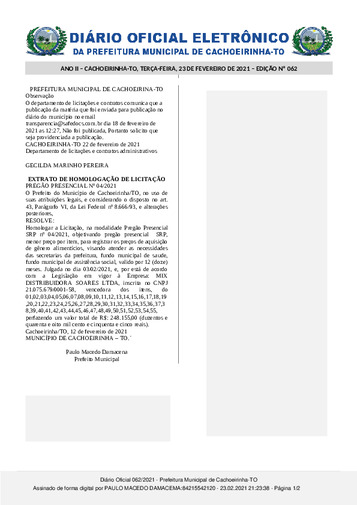 Diário Oficial - Edição 062