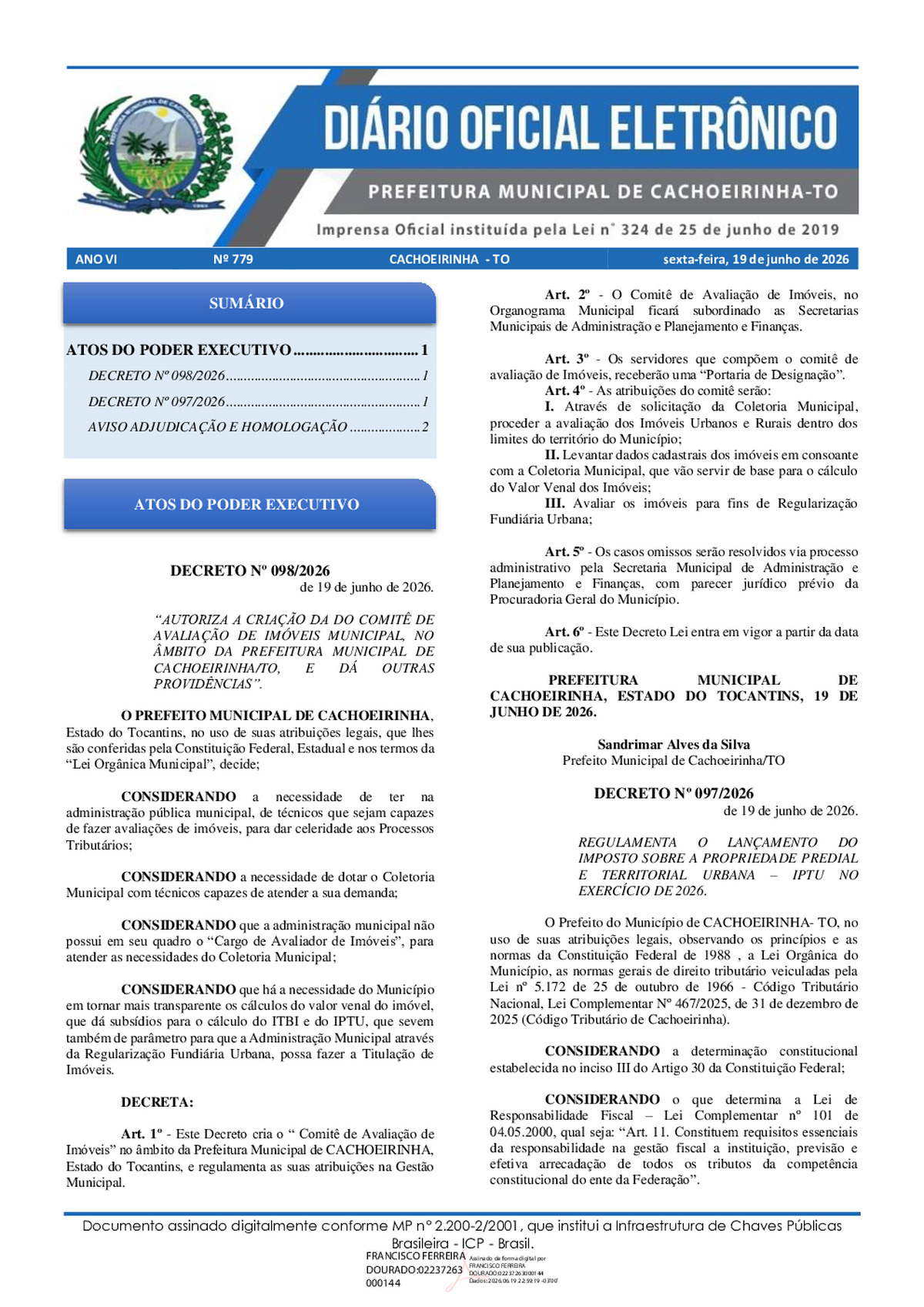 Diário Oficial N° 779