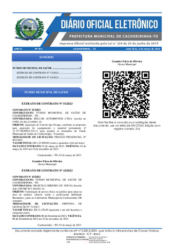 Diário Oficial - Edição 316