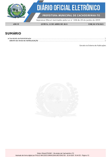 Diário Oficial - Edição 078