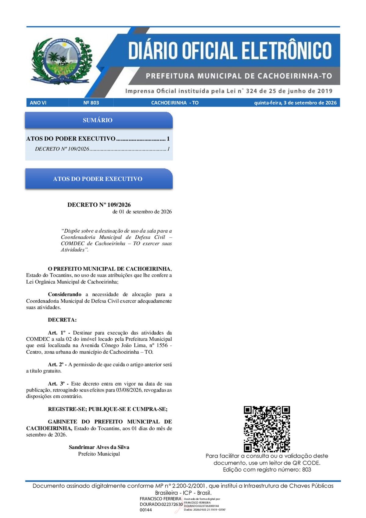 Diário Oficial N° 803