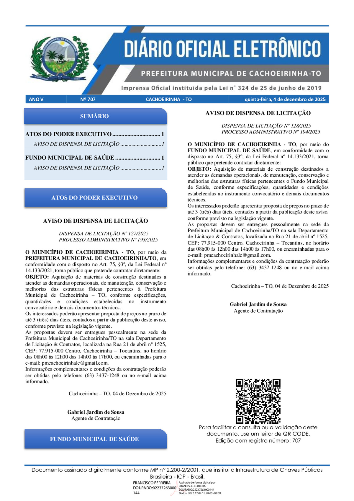 Diário Oficial - Edição 707