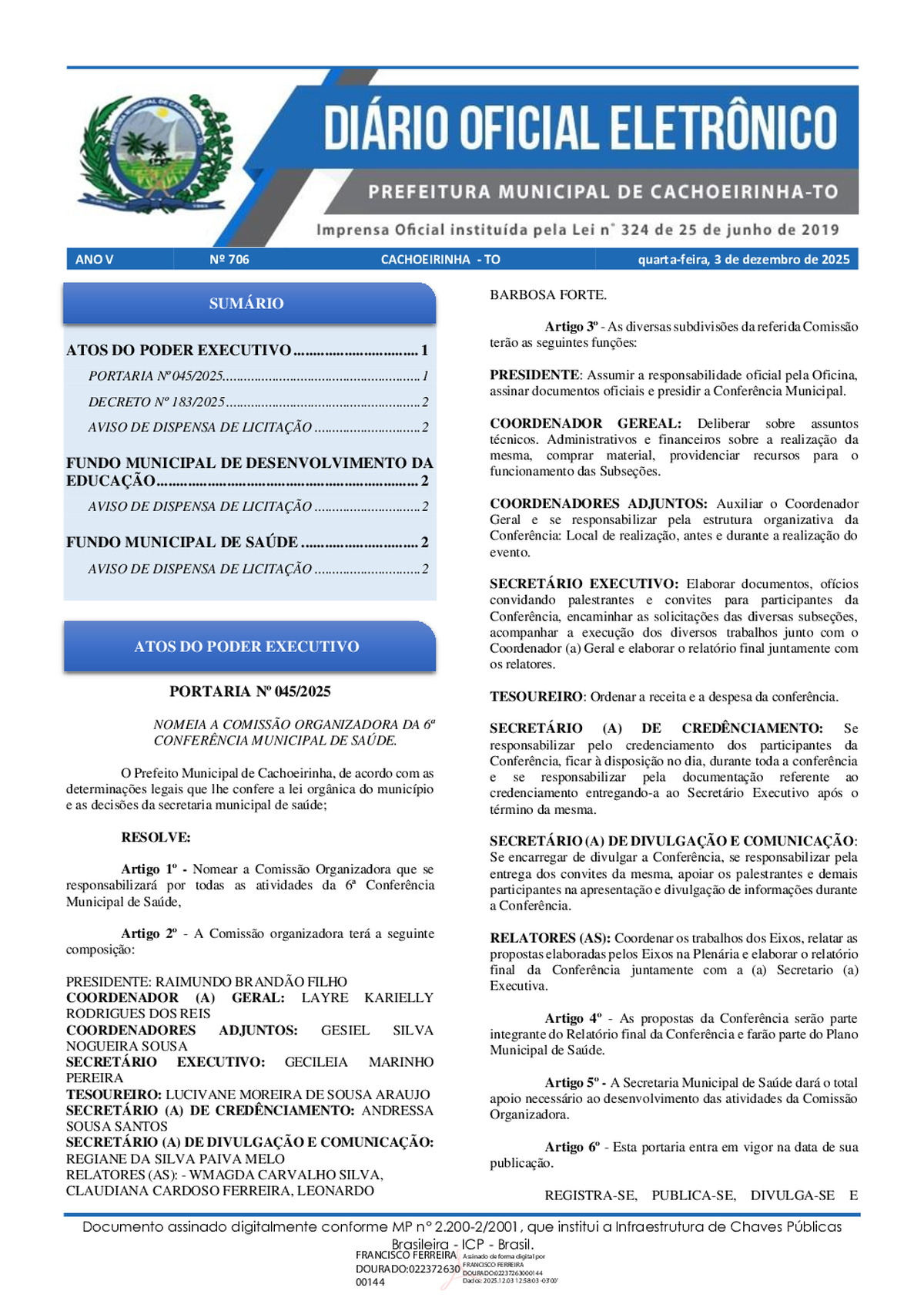 Diário Oficial - Edição 706