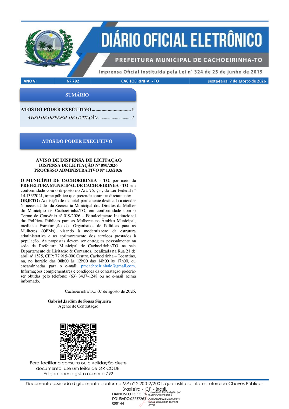 Diário Oficial N° 792