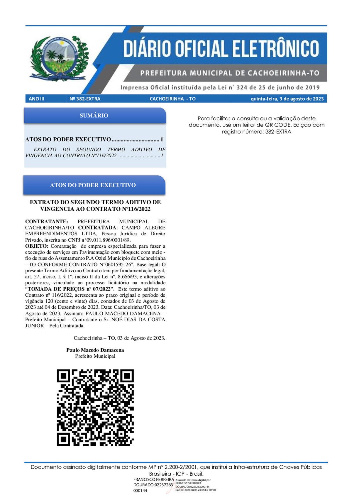 Diário Oficial - Edição 382-EXTRA