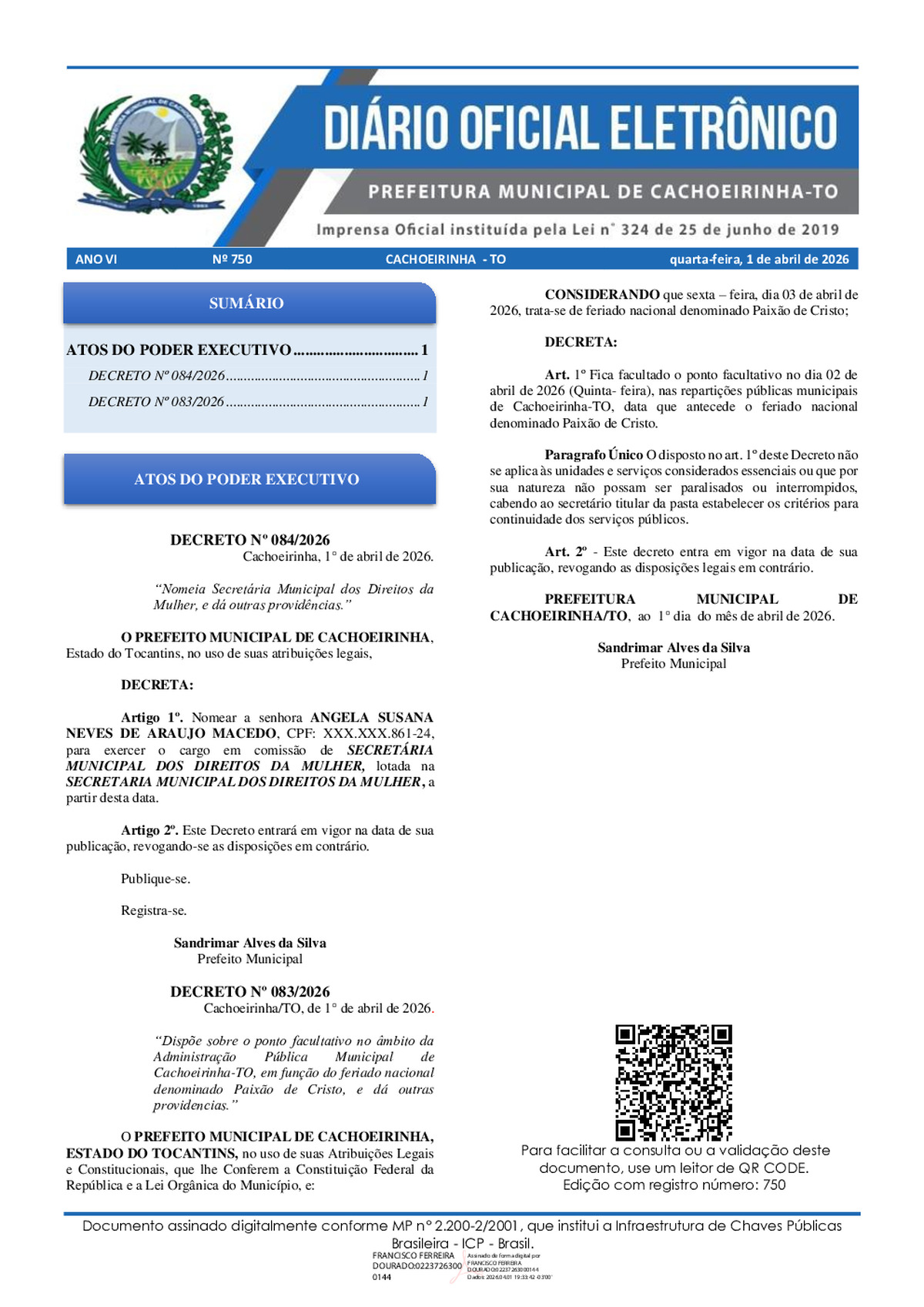 Diário Oficial N° 750