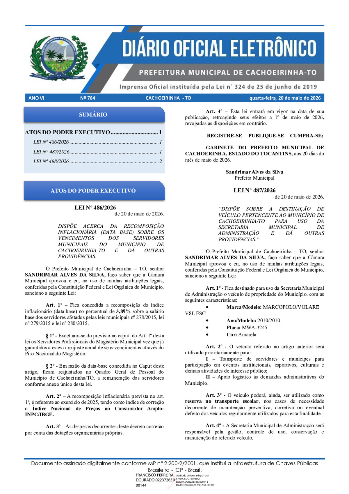 Diário Oficial N° 764