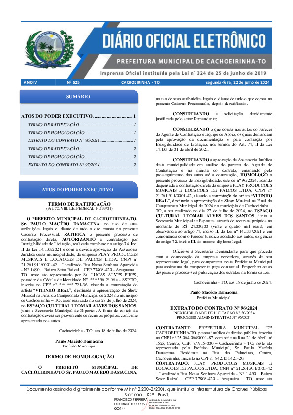 Diário Oficial - Edição 525