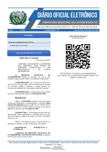 Diário Oficial - Edição 239