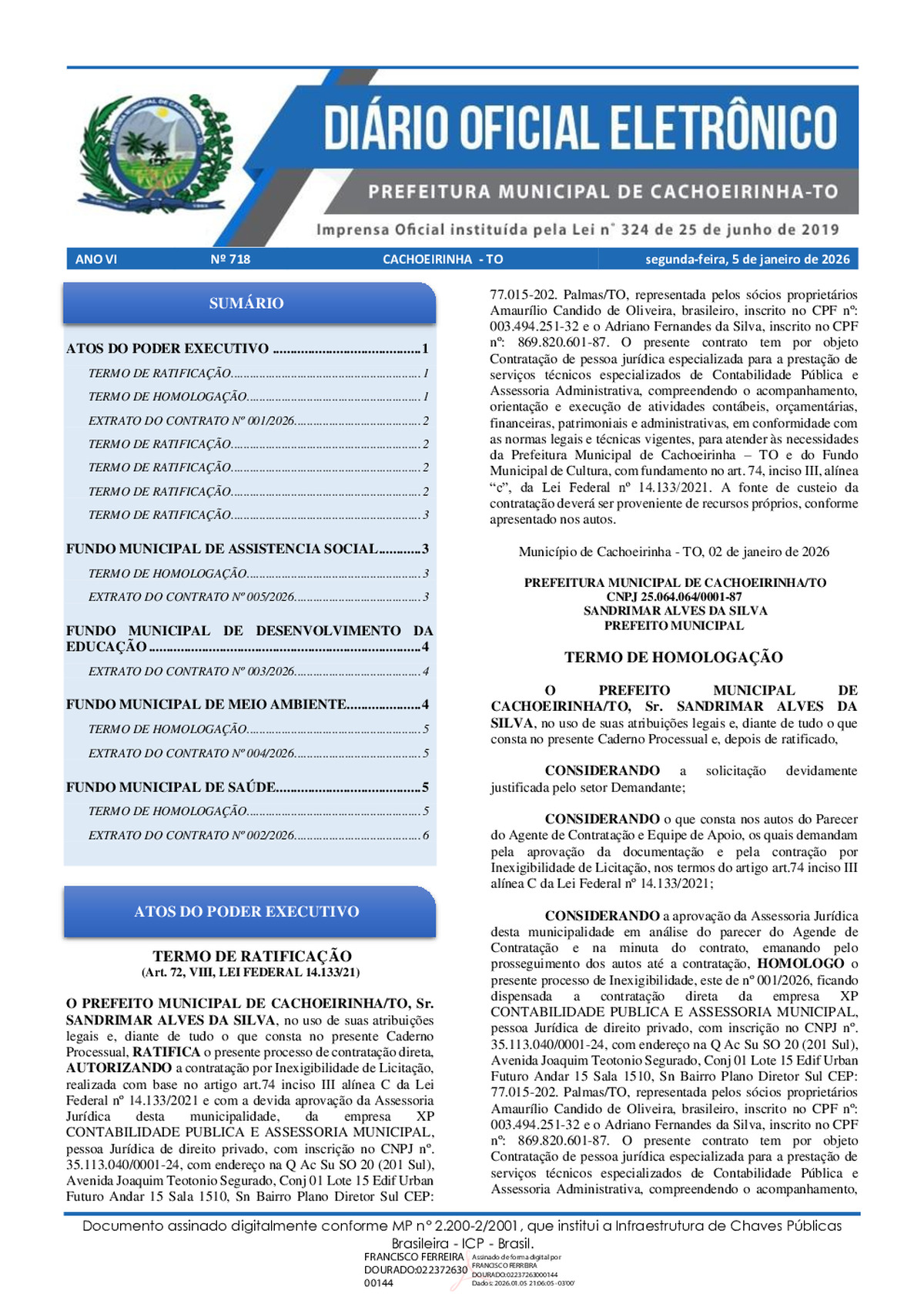 Diário Oficial - Edição 718