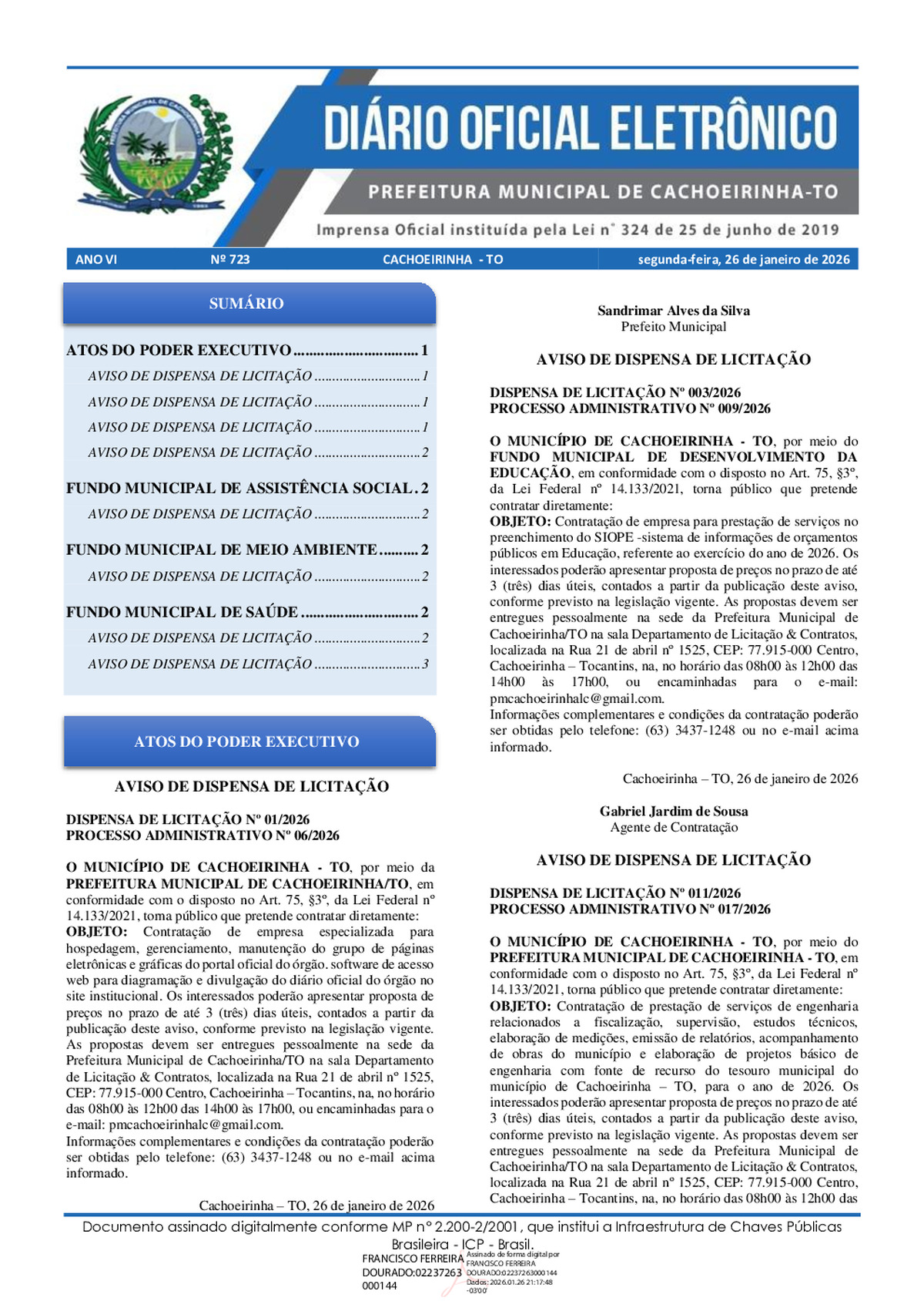 Diário Oficial - Edição 723