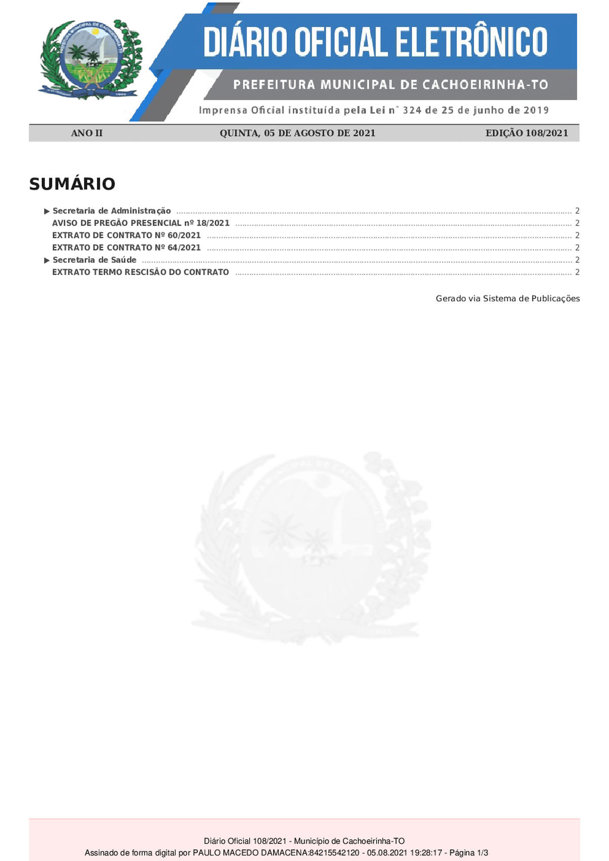Diário Oficial - Edição 108