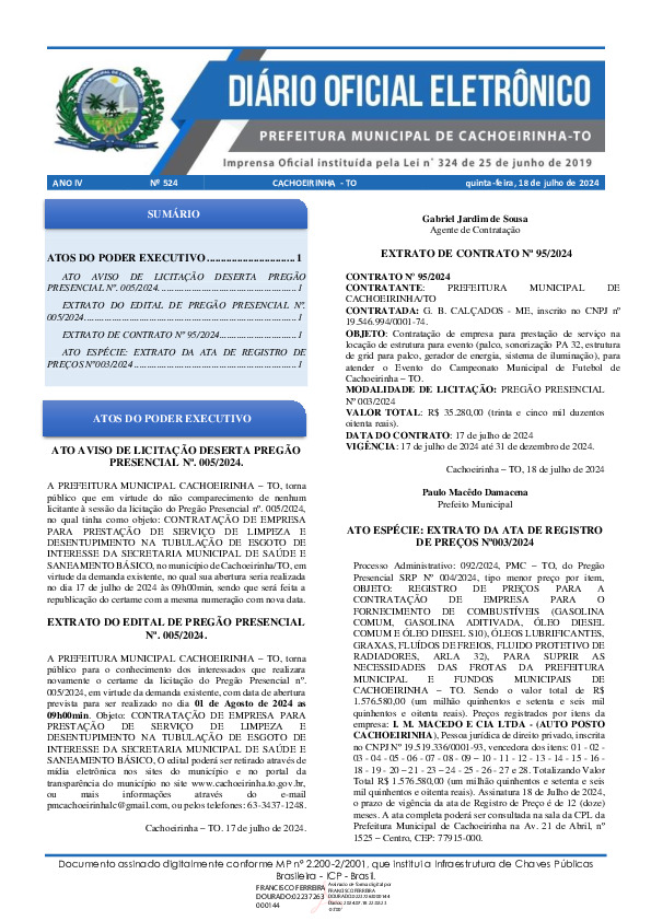Diário Oficial - Edição 524