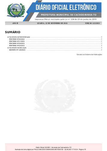 Diário Oficial - Edição 122
