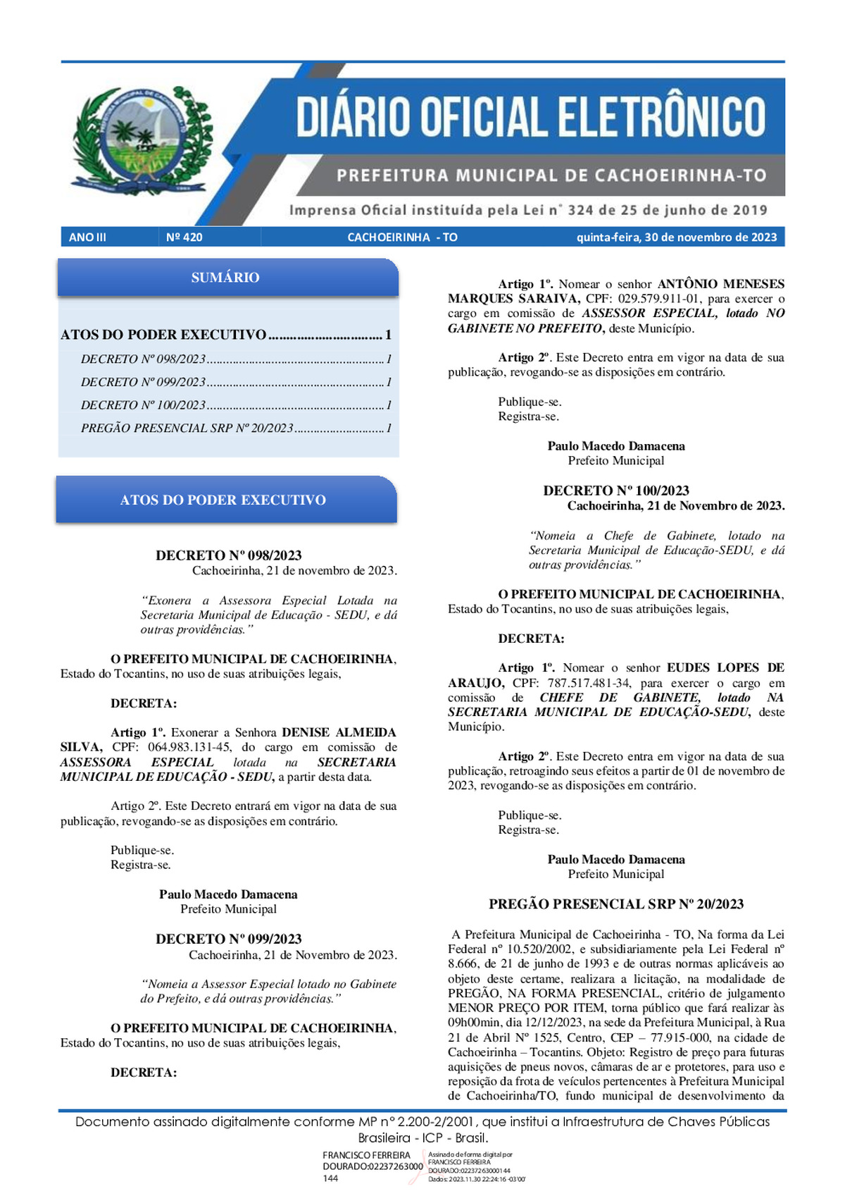Diário Oficial - Edição 420