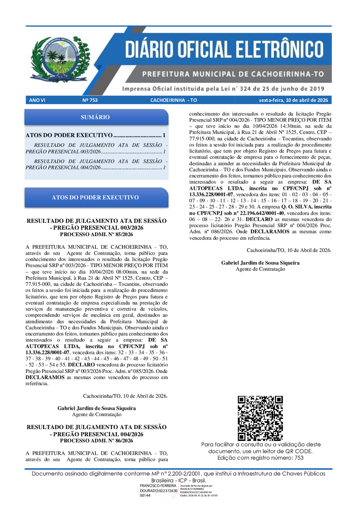 Diário Oficial N° 753