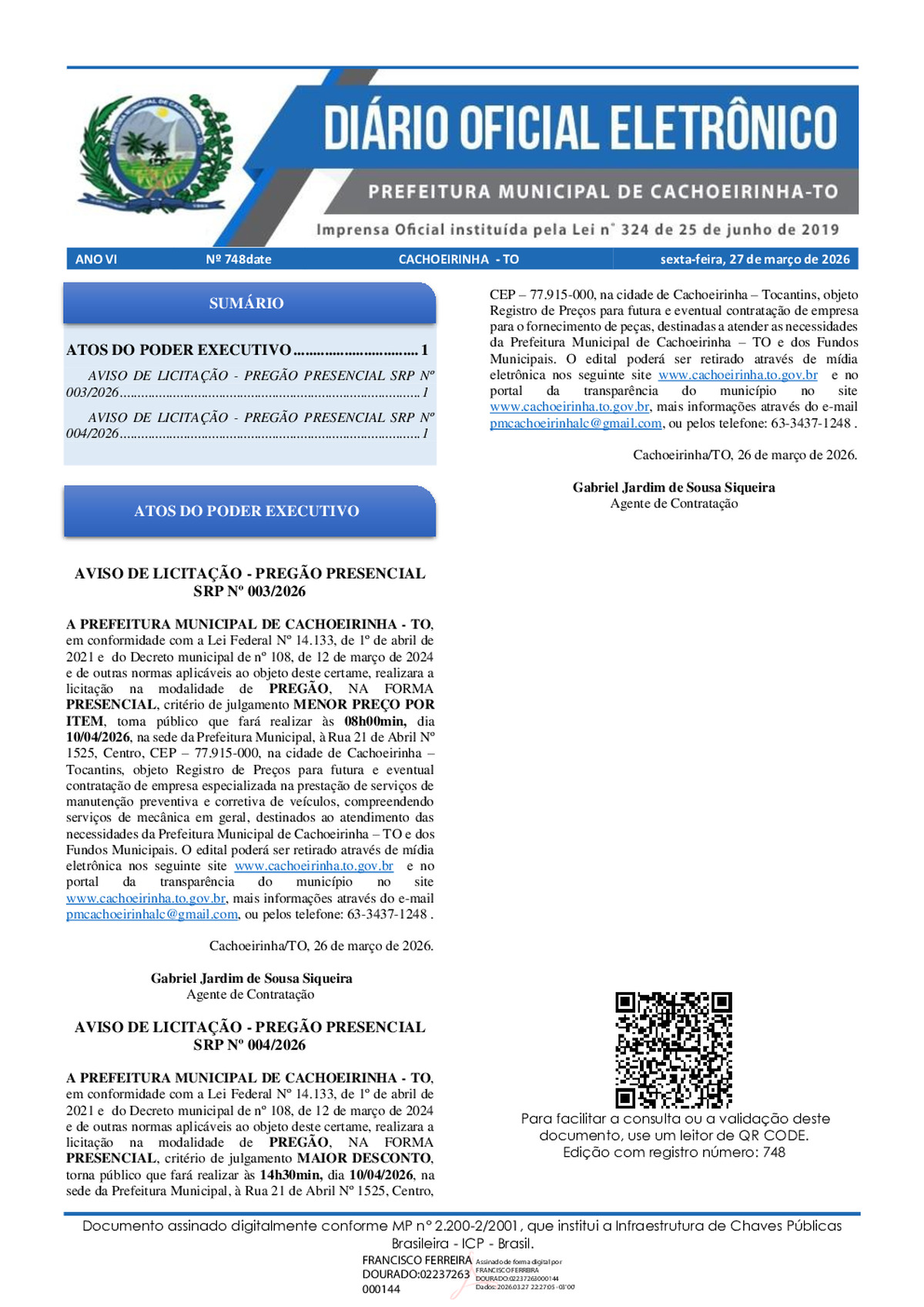 Diário Oficial - Edição 748