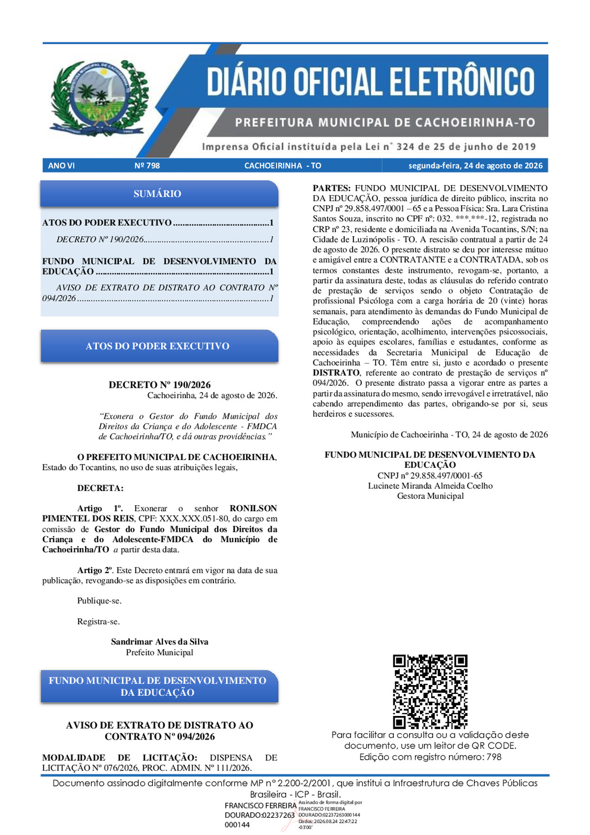 Diário Oficial N° 798