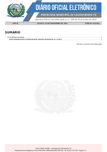 Diário Oficial - Edição 144