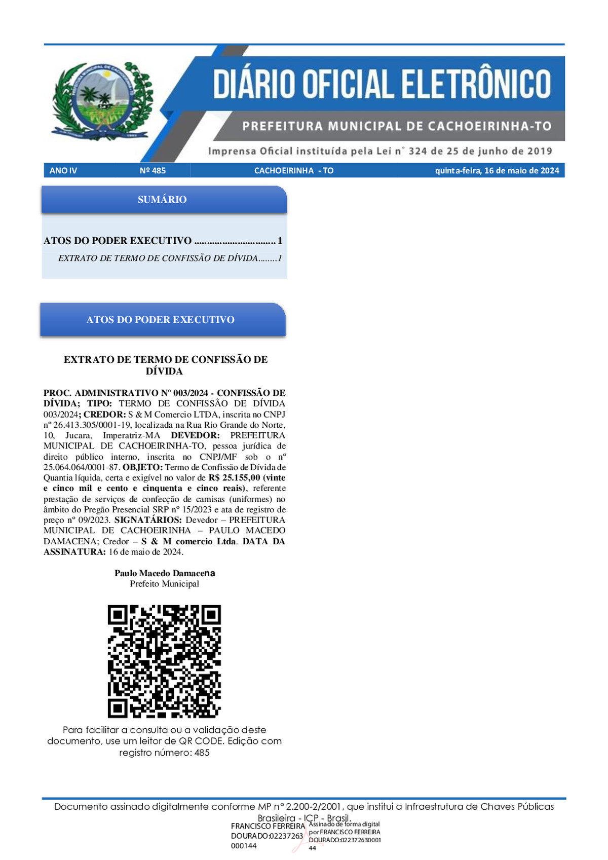 Diário Oficial - Edição 485