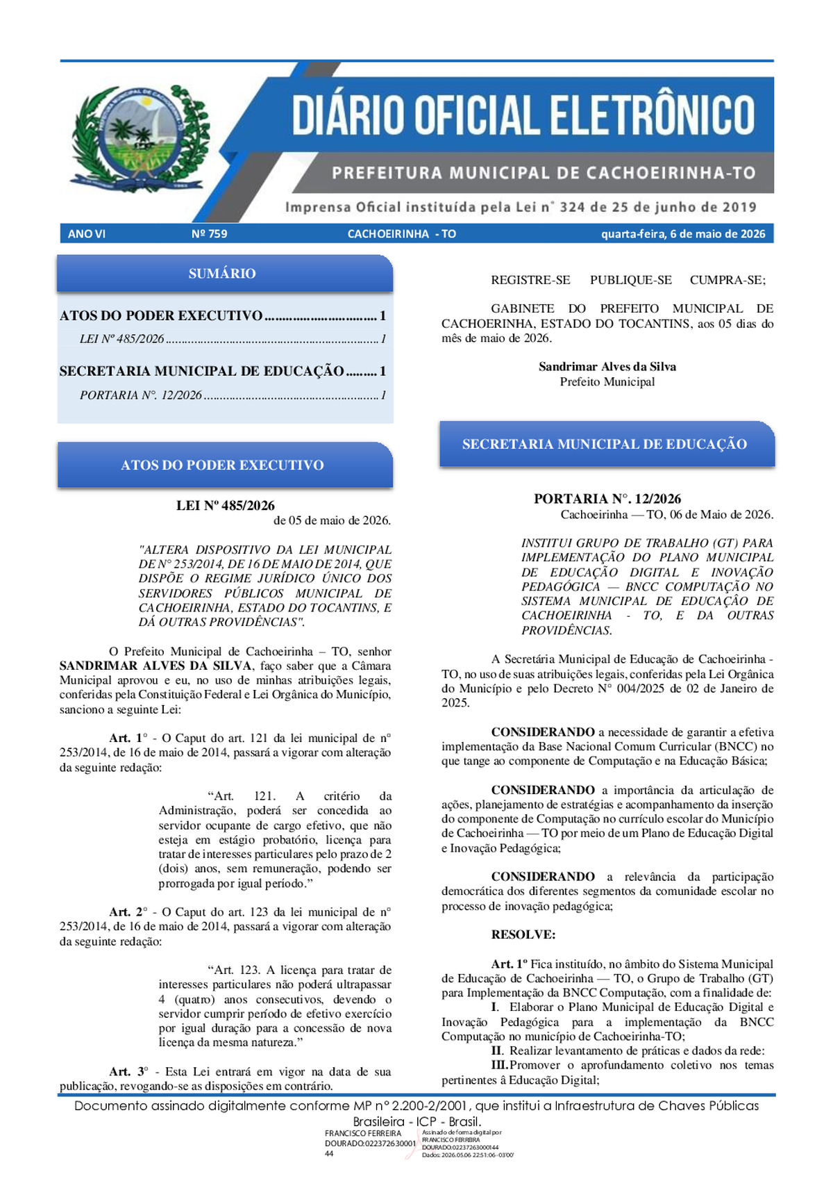 Diário Oficial N° 759