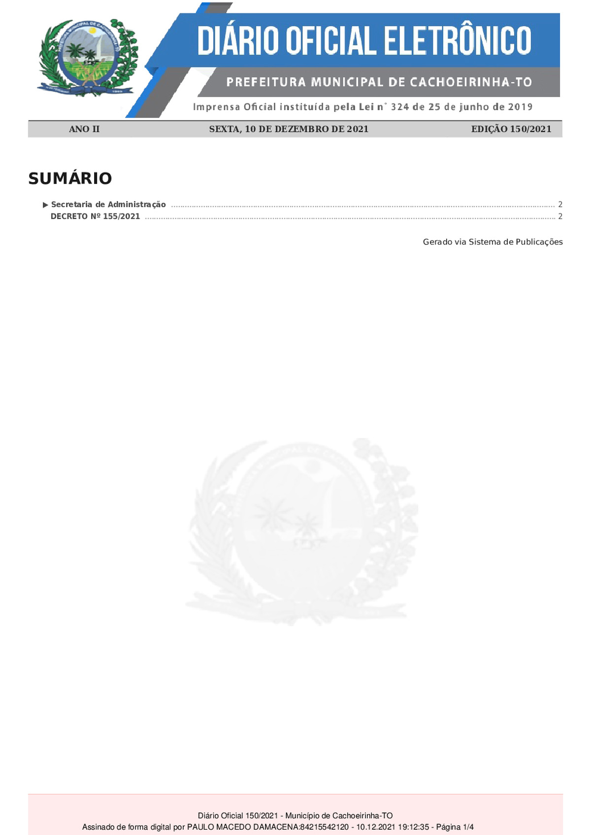 Diário Oficial - Edição 150