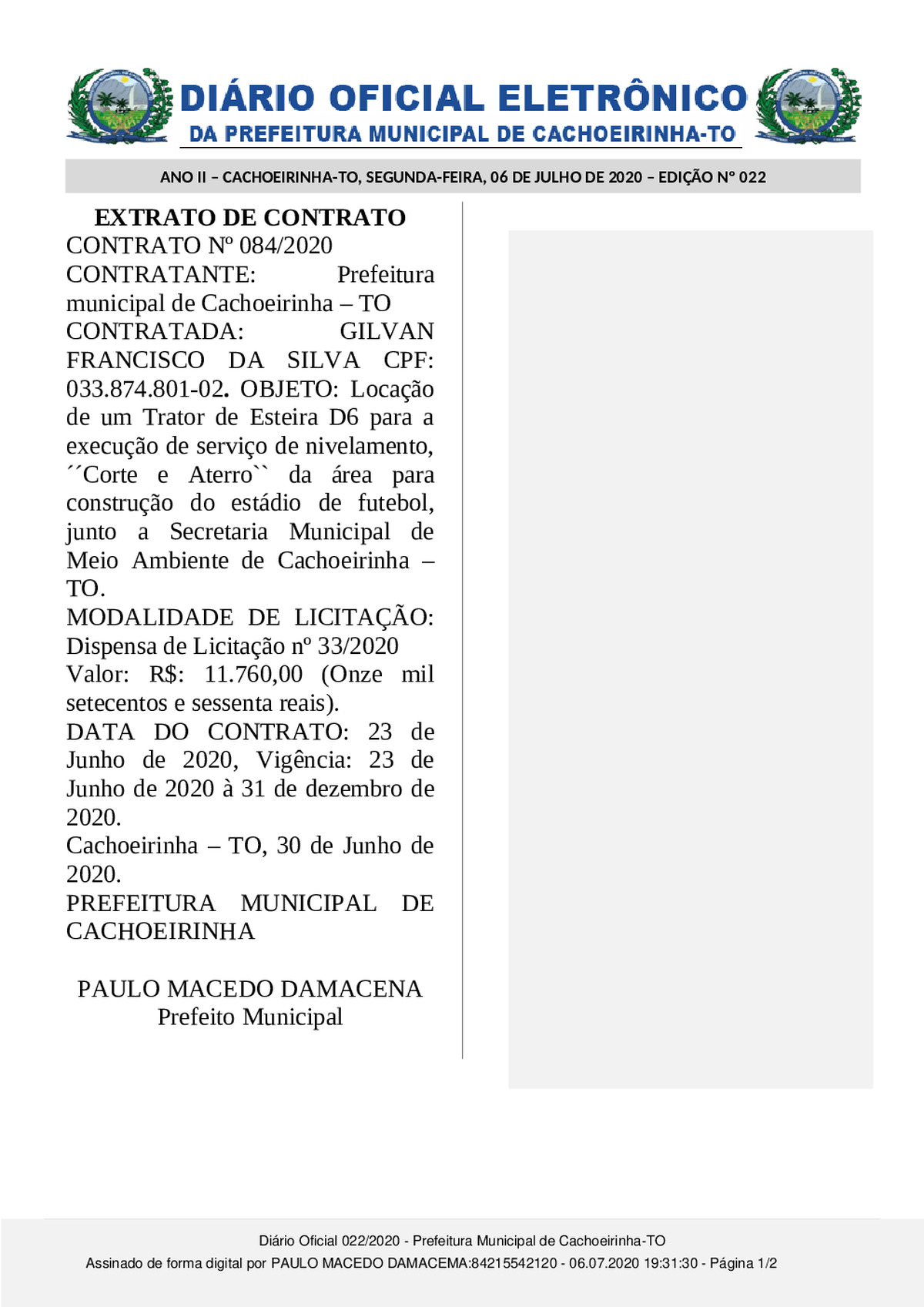 Diário Oficial - Edição 022