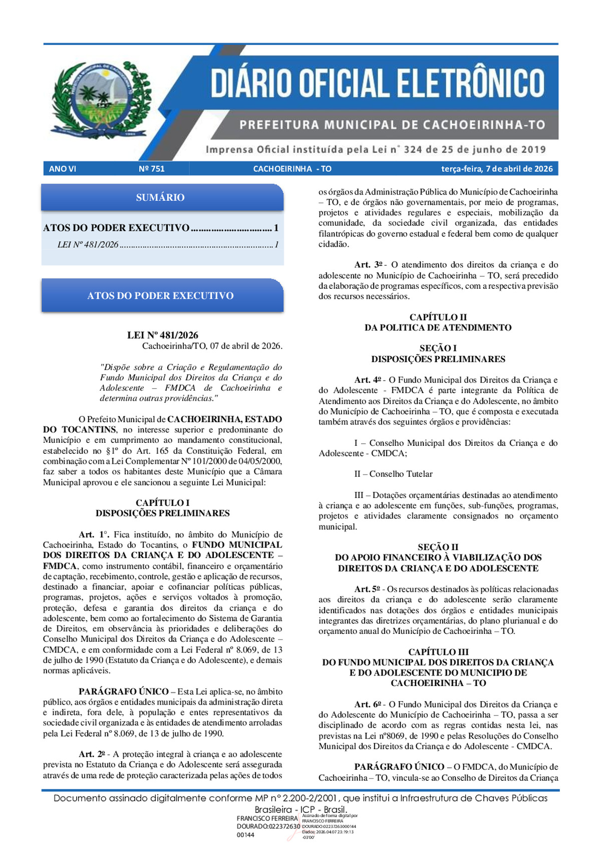 Diário Oficial N° 751