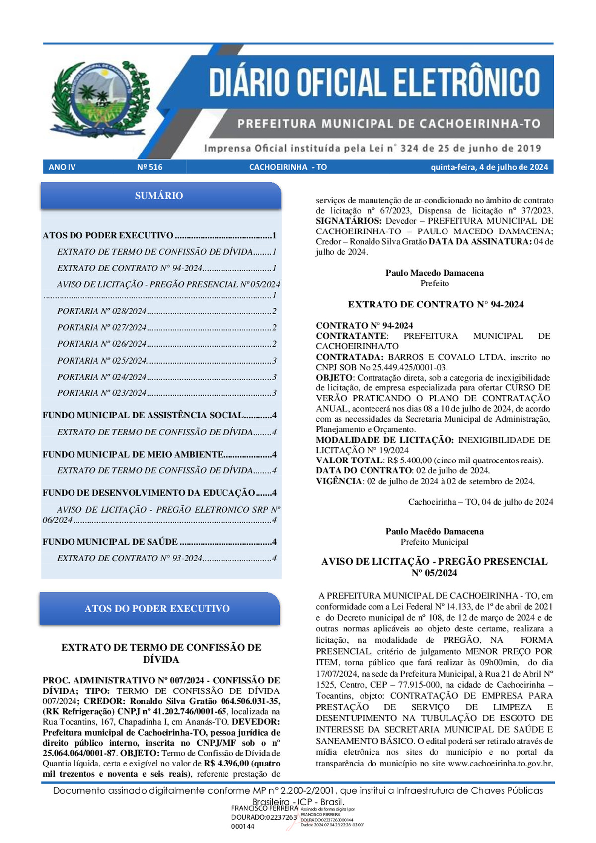 Diário Oficial - Edição 516