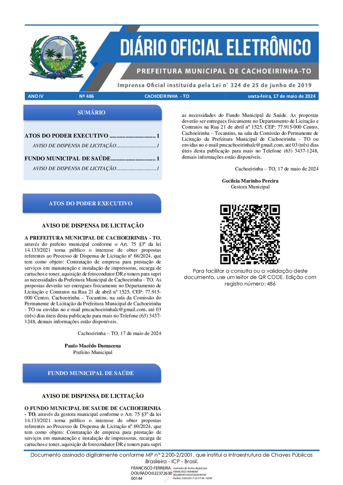 Diário Oficial - Edição 486