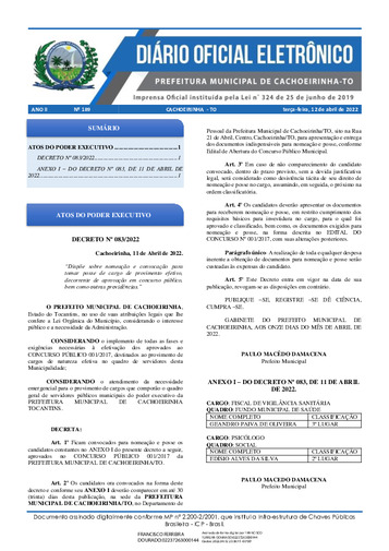 Diário Oficial - Edição 189