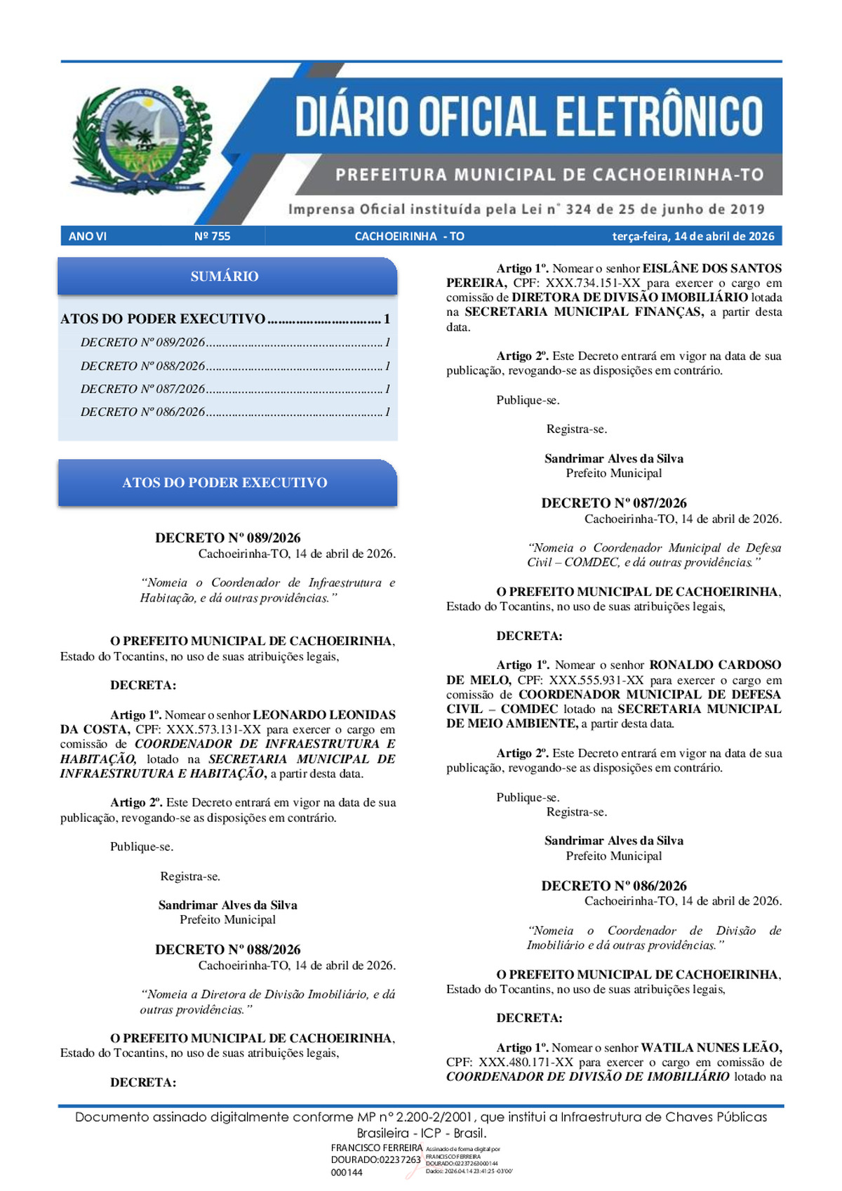 Diário Oficial N° 755