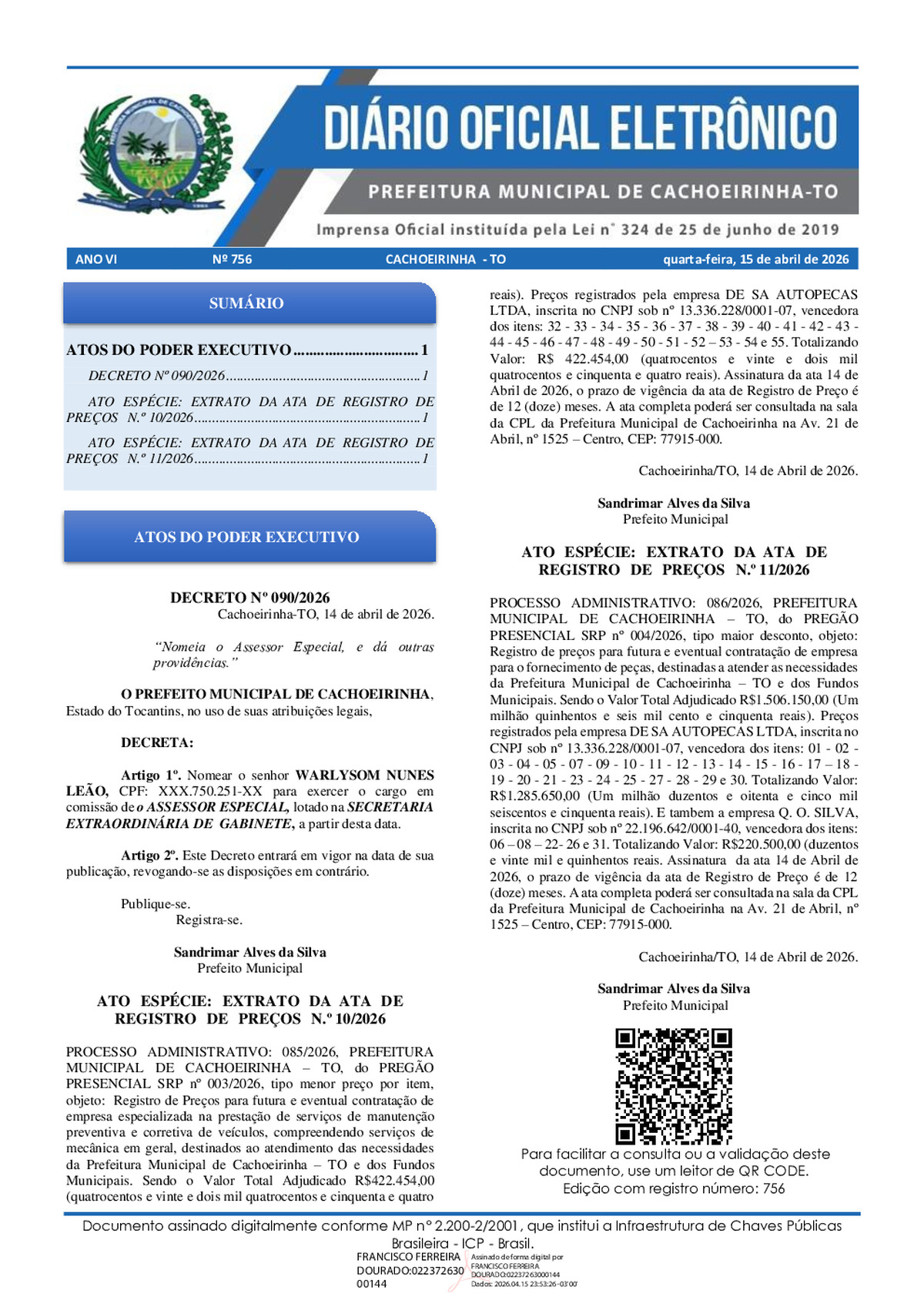 Diário Oficial N° 756